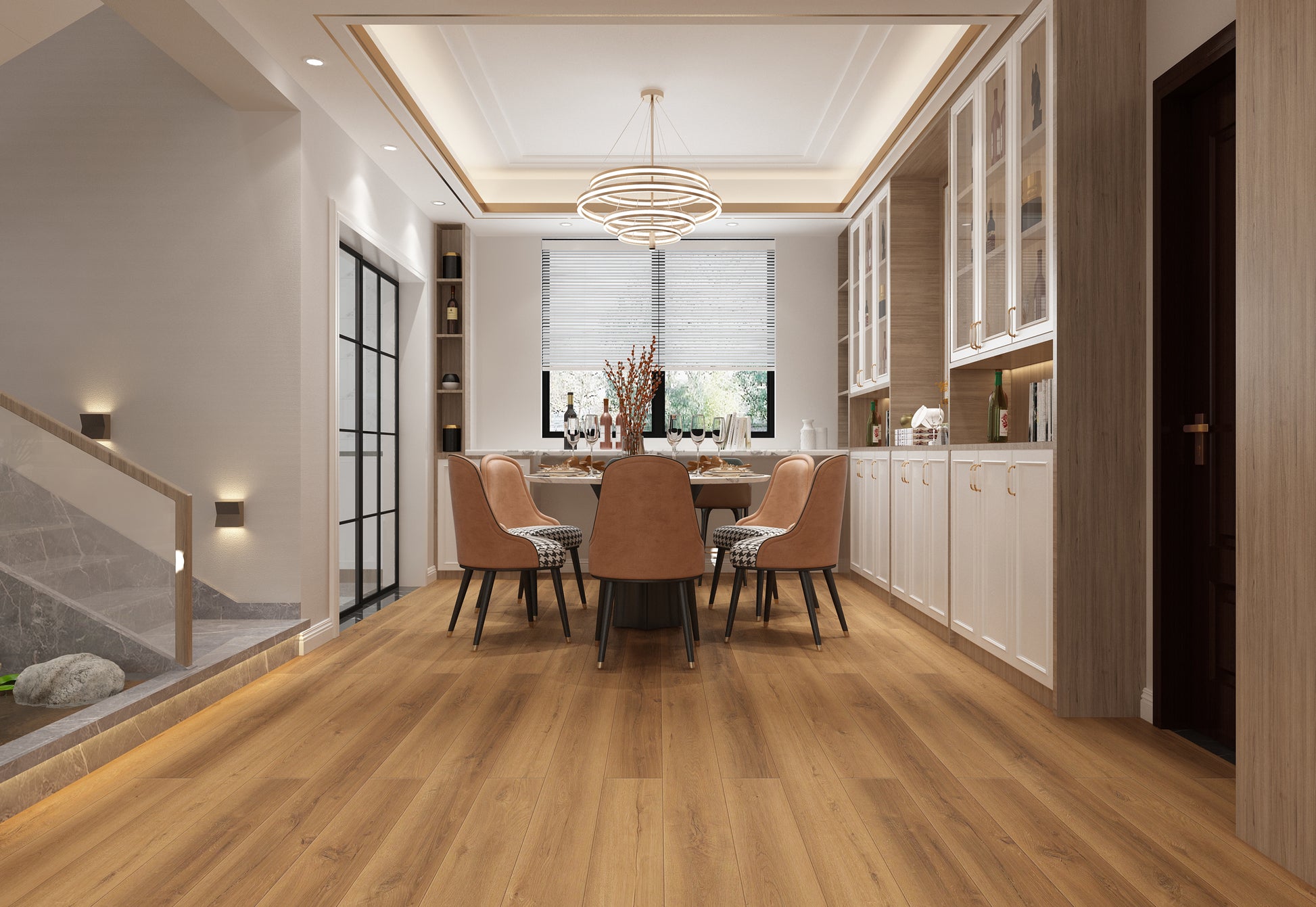 Salón con suelo SPC Arancio Beige